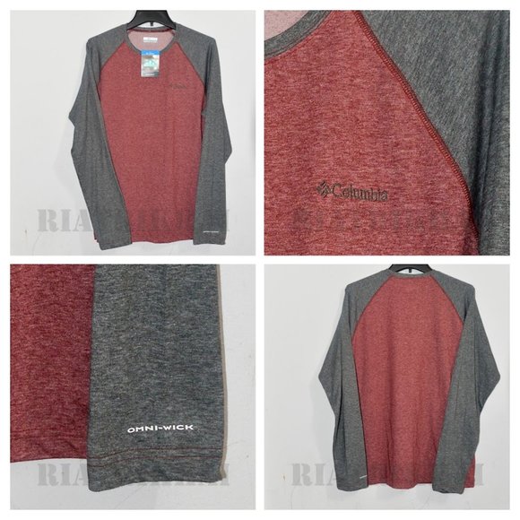 RED NWT Columbia Men's Classic-Fit Colorblock‎ Omni-Wick Raglan Tee - Picture 1 of 6